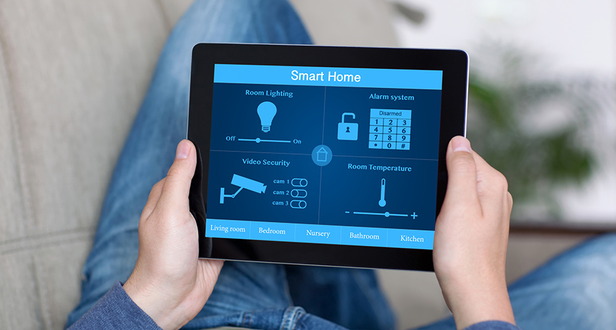 The ability to access and control security components from a mobile device is one of the top smart home trends in San Francisco. Close-up of smart home security app.